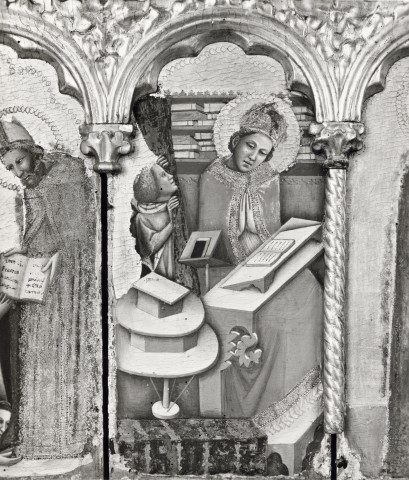 A. Villani e Figli — Jacopino di Francesco de' Bavosi (Jacopo da Bologna) - sec. XIV - San Gregorio nello studio — particolare